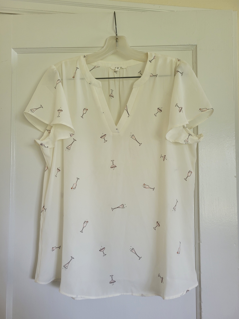 Atwood Maurices Champagne Print Flutter Sleeve Blouse